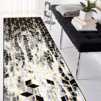 Behúň Gloss 3D cubes black/gold/grey