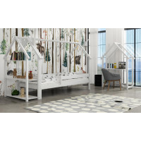 Detská domčeková posteľ z masívu borovice LUCKY HOUSE - 200x90 cm - biela