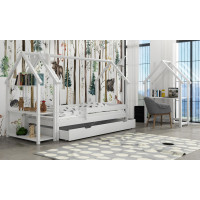 Detská domčeková posteľ z masívu borovice LUCKY HOUSE - 200x90 cm - biela