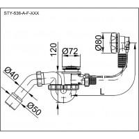 Automatický vaňový sifón s prepadom STY-536-A