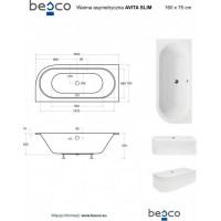 Asymetrická vana AVITA SLIM