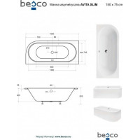 Asymetrická vaňa AVITA SLIM
