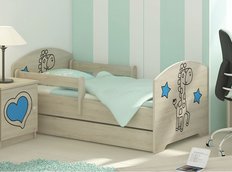 Detská posteľ s výrezom ŽIRAFA - modrá 140x70 cm