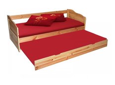 Detská posteľ s výsuvnou prístelkou z MASÍVU 200x90 cm BABETA - prírodná