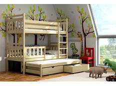 Detská poschodová posteľ s výsuvnou prístelkou z MASÍVU bez šuplíku - PV004