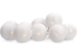 LED reťaz vianočné gule bavlnené - 10 LED