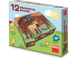 DINO Obrázkové kocky Domáce zvieratká, 12 kociek