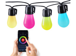 LED smart vonkajšia reťaz s RGB žiarovkami - bluetooth - 15 žiaroviek