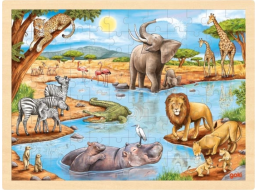 GOKI Drevené puzzle Africká savana 96 dielikov