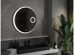 Okrúhle zrkadlo MEXEN ELLA 80 cm - s LED podsvietením, zväčšovacou lupou a vyhrievaním, 9811-080-080-611-00