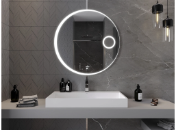 Okrúhle zrkadlo MEXEN ELLA 90 cm - s LED podsvietením, zväčšovacou lupou a vyhrievaním, 9811-090-090-611-00