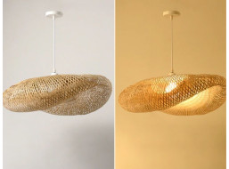 Stropné svietidlo BOHO shell - bambusové/čierne