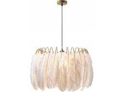 Stropné svietidlo FEATHER RING - zlaté/biele perie