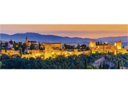 EDUCA Panoramatické puzzle Západ slnka v Španielsku: Alhambra, Granada 1000 dielikov