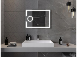 Obdĺžnikové zrkadlo MEXEN ONYX 80x60 cm - s LED podsvietením, zväčšovacou lupou a vyhrievaním, 9813-080-060-611-00