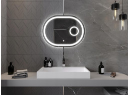 Oválne zrkadlo MEXEN UMBA 80x60 cm - s LED podsvietením, zväčšovacou lupou a vyhrievaním, 9822-080-060-611-00