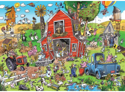 COBBLE HILL Puzzle DoodleTown: Šialená farma 1000 dielikov