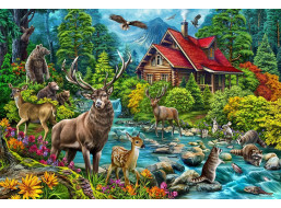COBBLE HILL Puzzle Chata s červenou strechou 2000 dielikov