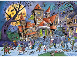 COBBLE HILL Rodinné puzzle Strašidelný dom 350 dielikov