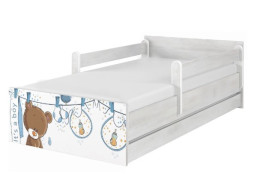 Detská posteľ MAX - 200x90 cm - VYPRANÝ MACKO - nórska borovica