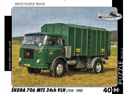RETRO-AUTA Puzzle TRUCK č.4 Škoda 706 MTS 24ch VLH (1968-1988) 40 dielikov
