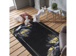 Kusový koberec BLACK and GOLD Palm leaves - čierna / zlatá