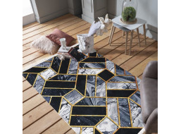 Kusový koberec BLACK and GOLD Tiles - čierny/zlatý