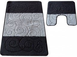 Súprava kúpeľňových predložiek s výrezom TÁŇA - waves - čierna