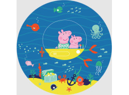 Detská samolepiaca fototapeta - Prasiatko Peppa 2 - guľatá - 70 cm