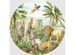 Detská samolepiaca fototapeta - JUNGLE 1 - guľatá - 70 cm