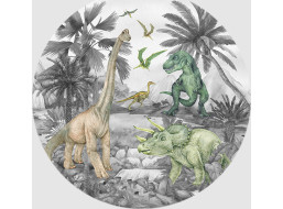 Detská samolepiaca fototapeta - DINO 1 - guľatá - 70 cm