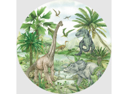 Detská samolepiaca fototapeta - DINO 2 - guľatá - 70 cm