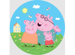 Detská samolepiaca fototapeta - Prasiatko Peppa 1 - guľatá - 70 cm