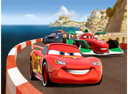 Detská fototapeta DISNEY - Preteky Cars vo Francúzsku - 360x270 cm