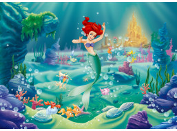 Detská fototapeta DISNEY - Ariel pri podmorskom zámku - 155x110 cm