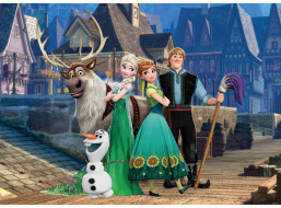 Detská fototapeta DISNEY - FROZEN - Anna a Elsa v meste - 155x110 cm