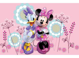 Detská fototapeta DISNEY - Minnie a Daisy v kvetoch - 155x110 cm