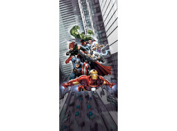 Detská fototapeta MARVEL - Avengers bojujú v meste - 90x202 cm