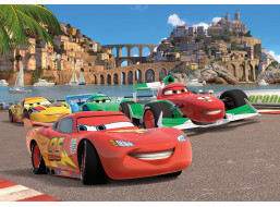 Detská fototapeta DISNEY - AUTA - pretekári v Taliansku - 360x254 cm