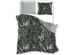 Saténové obliečky ELEGANT Jungle - čierne / zelené - 160x200 cm