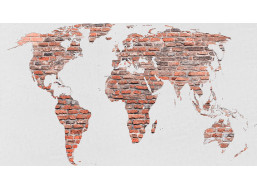 Moderné fototapety - Retro mapa v tehlovej farbe - 360x270 cm