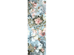 Moderné fototapety - Vintage kvety na modrom podklade - 90x270 cm