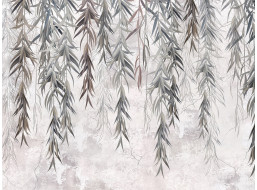 Moderné fototapety - Vŕbové vetvy na šedej stene - 360x270 cm