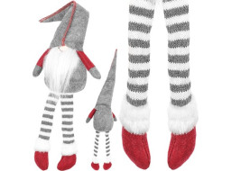 Vianočný sediaci elf 50 cm - šedý