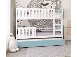 Detská poschodová posteľ s prístelkou TAMI Q - 200x90 cm - modro-biela