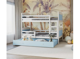 Detská poschodová posteľ so zásuvkou MATTEO - 160x80 cm - modro-biela