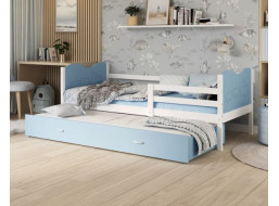 Detská posteľ s prístelkou MAX W - 200x90 cm - modro-biela - vláčik