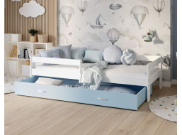 Detská posteľ so zásuvkou HUGO V - 160x80 cm - modro-biela