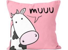 Obliečka na vankúš KIDS ZVIERATKA Kravička 45x45 cm - ružová