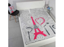 Deka prikrývka TRAVEL PINK PARIS 150x200 cm - šedá/ružová